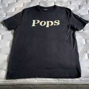 Old Navy Black Tee with Cream "Pops" Graphic